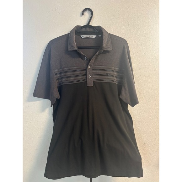 TravisMathew Other - TravisMathew Mens Short Sleeve Polo Shirt Grey Black Colorblock Striped Size M